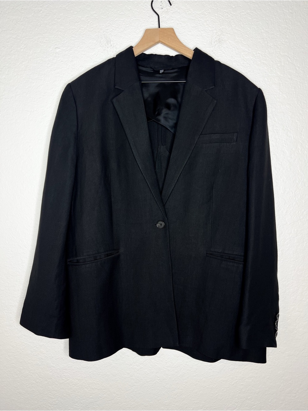 COS Single Breasted Linen Blend Blazer Black size 14